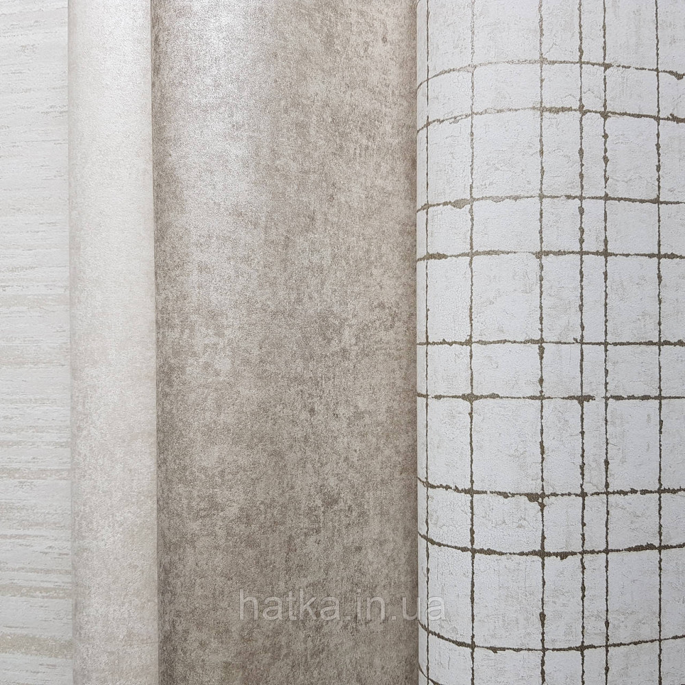 Шпалери флізелінові еко Rasch Kerala 0.53х10 геометрія смуги сітка сріблясті на молочному ефект старовини Київ - фото 2
