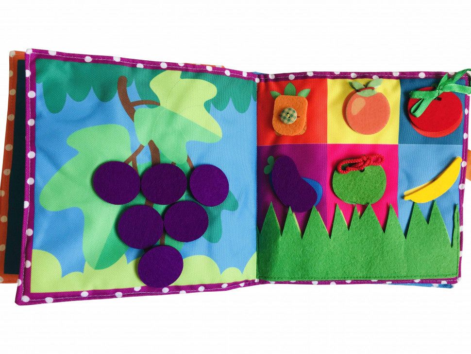 Текстильная развивающая книга для малышей 