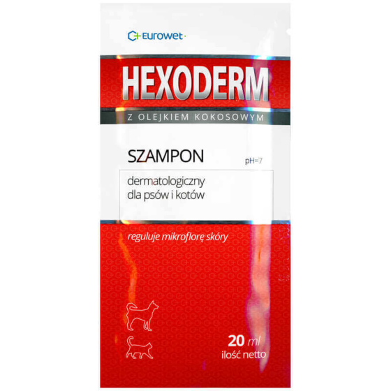 Дерматологический шампунь для собак и кошек Eurowet Hexoderm Гексодерм с хлоргексидином 3% и кокосовым маслом 20 мл Винница