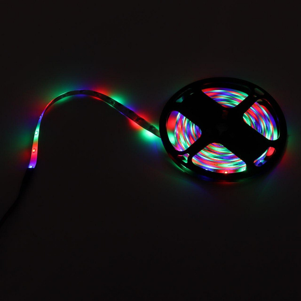 Світлодіодна стрічка RGB 5м 3528 + пульт + блок / Багатобарвна стрічка для підсвічування меблів / Гнучка лед стрічка Київ - фото 8