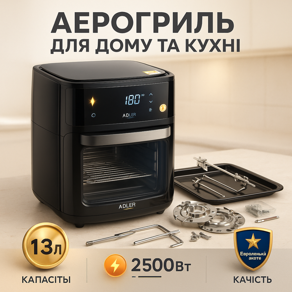 Мультипіч для готування Adler, Фритюрниця аерофритюрниця, Електричний аерогриль для дому без олії VA-66 Львів - фото 15