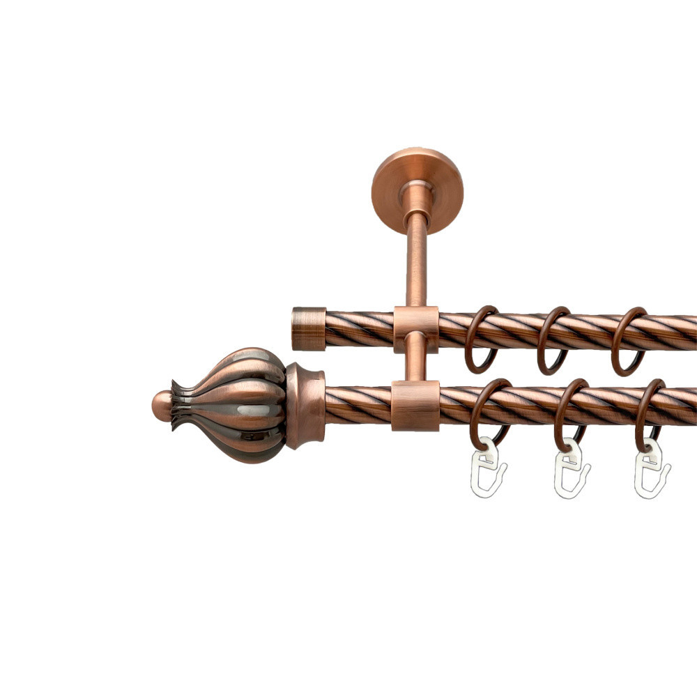 Карниз Orvit Таджа металевий дворядний закритий скручена труба кільце металеве Мідь 16\16 мм 200 см (00-00025356) Львів - фото 1