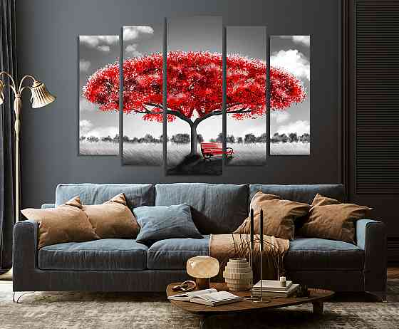 Модульна картина у вітальню/спальню Абстракція червоне дерево    LM012_5 Київ