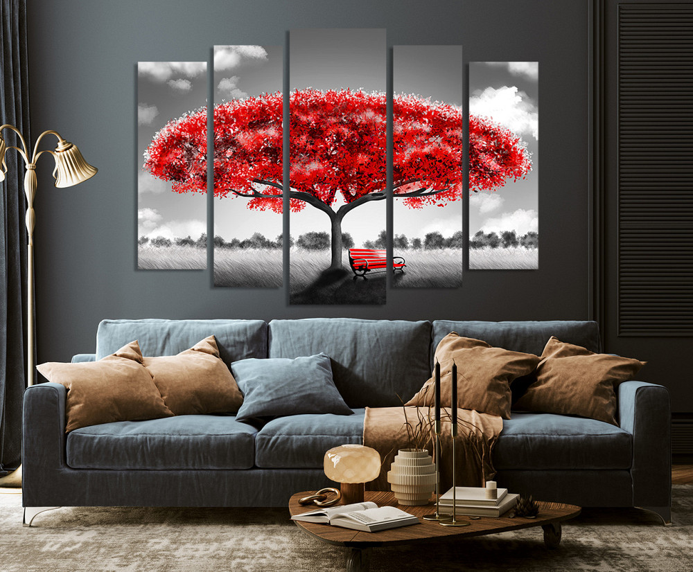 Модульная картина в гостиную / спальню  Абстракція червоне дерево   LM012_5 Киев - изображение 3