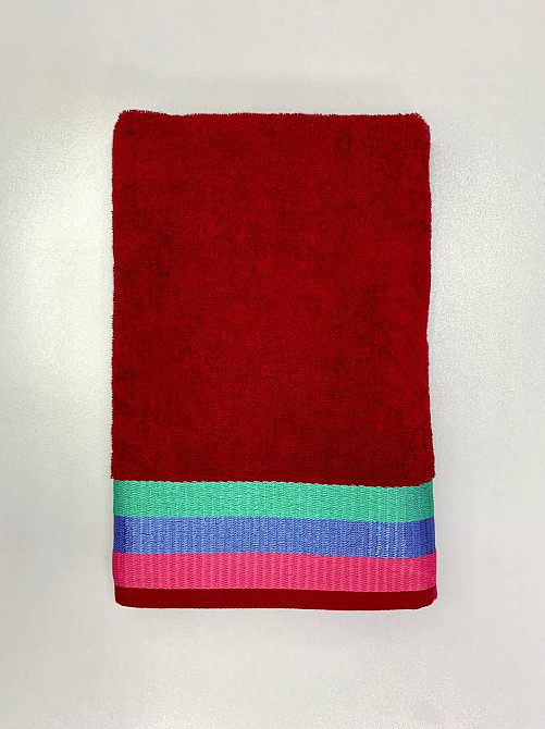 Махровое полотенце Ideal Textile 70*140 см с яркими полосками (56860802) Бордовый Черновцы - изображение 3
