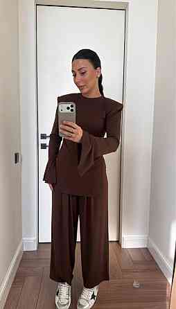 Жіночий стильний повсякденний костюм із віскози Шоколад, 48/50 Одеса