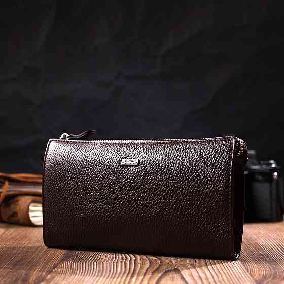 Практичний чоловічий клатч із натуральної шкіри aфлотар Коричневий (BOND) Київ