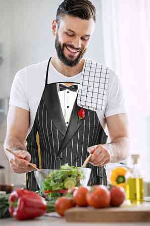 Прикольный фартук для мужчин Костюм 75 на 60 см черный Киев