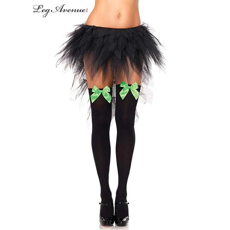 Черные чулки с зеленым бантом Leg Avenue Sex Aura Киев - изображение 1
