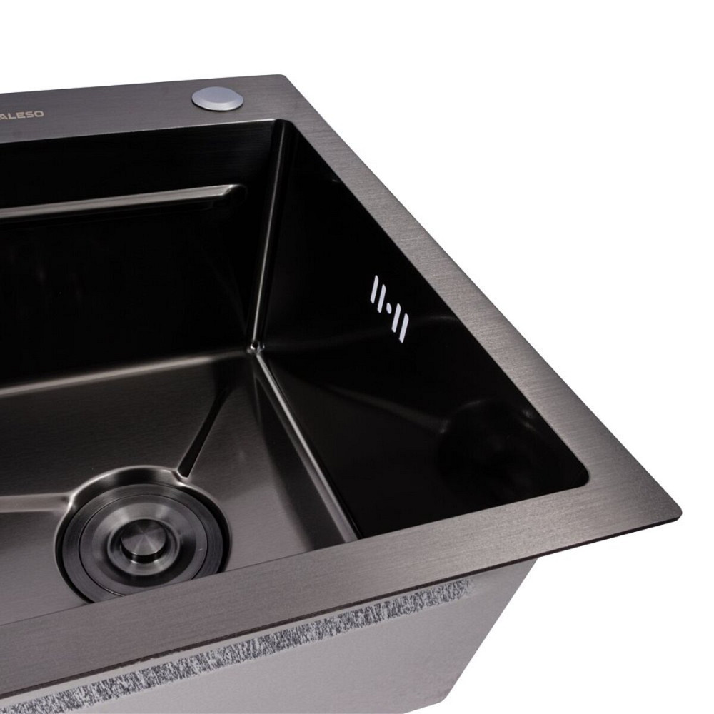 Мийка кухонна нержавіюча сталь PVD чорна Work station для кухні VALESO CM 75*46B Handmade 3.0/0.8 Коломия - фото 16