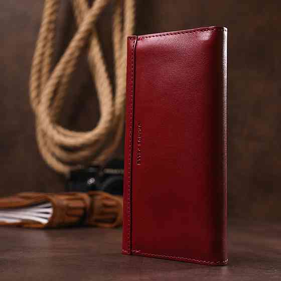 Чудовий шкіряний жіночий гаманець Бордовий (GRANDE PELLE) Київ