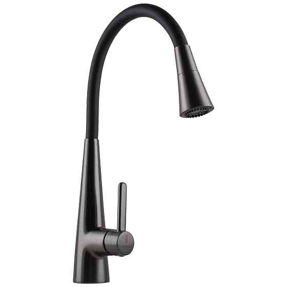 Змішувач для кухні Globus Lux LAZER Pro GLPR-203SM-GPлатунь Графіт,гофровилив Чорний з душ.насадкою Київ