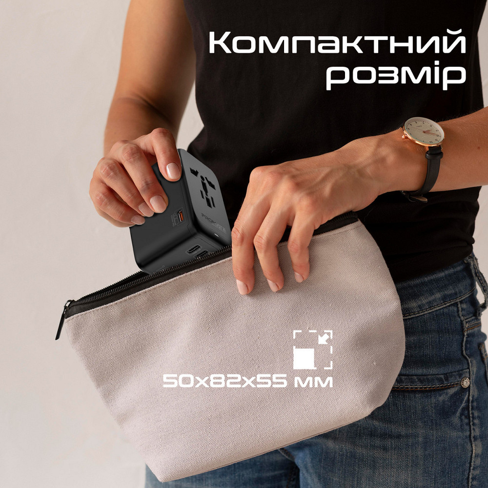 Зарядний пристрій Promate TripMate-GaN100 100 W Black ( Чорний ) Харьков - изображение 8
