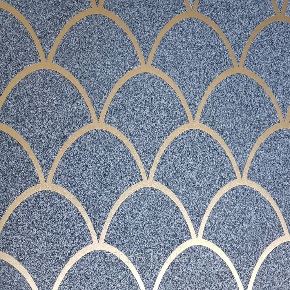 Шпалери вінілові на флізелін Marburg New Spirit Schoner Wohnen геометрія напівкола смуги золотом на синьому Київ - фото 1