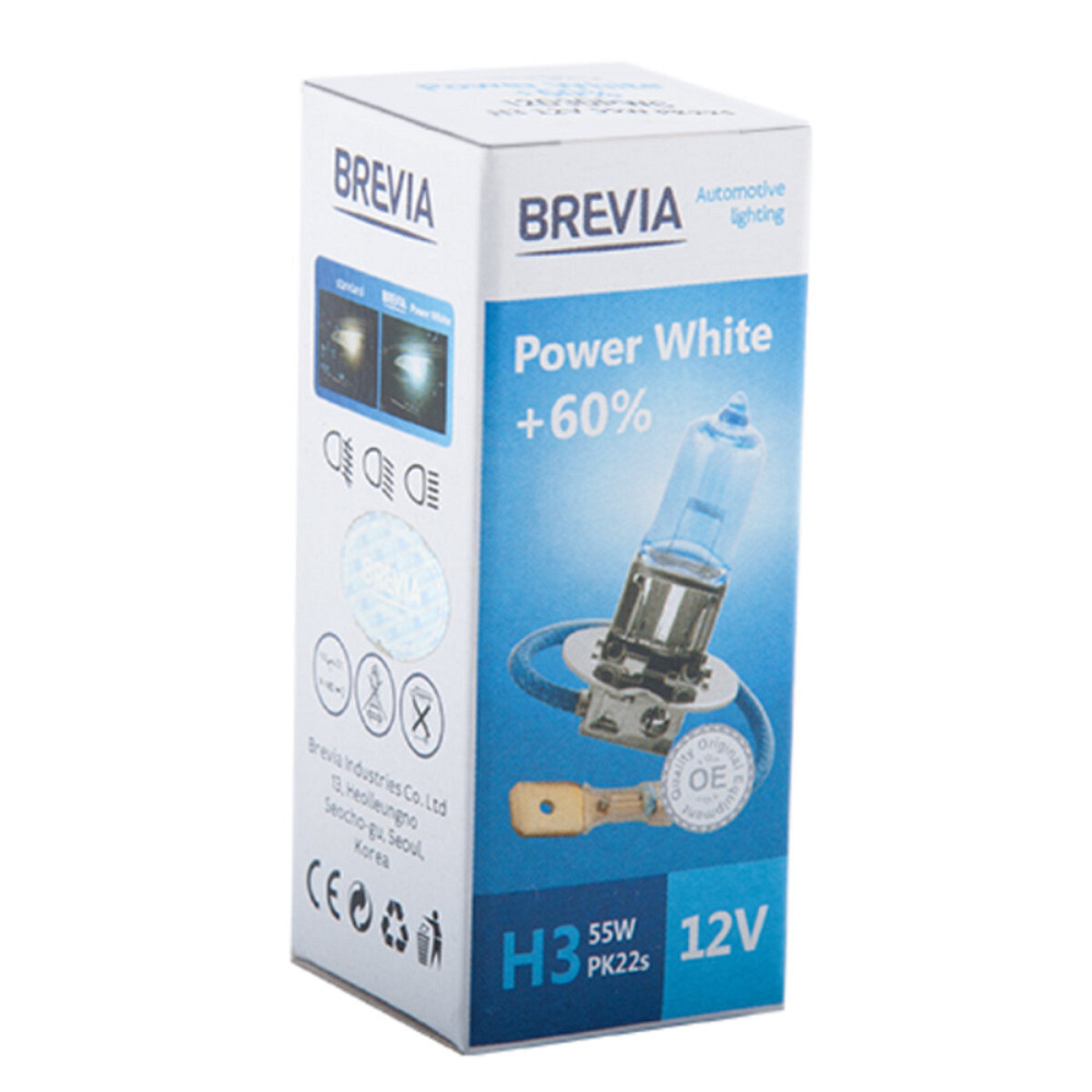 Галогенова лампа Brevia H3 12V 55W PK22s Power White +60% 4300K CP Киев - изображение 1