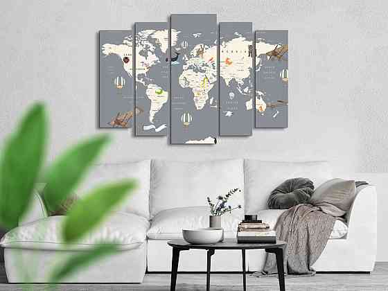 Модульна картина в дитячу Карта світу Art-433_5 ( 80х118см ) Київ