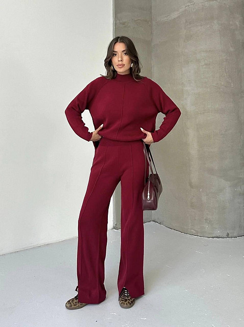 Женский базовый теплый брючный костюм двойка: свитер и штаны машинная вязка Одесса - изображение 4