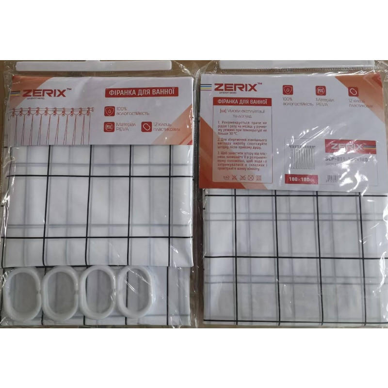 Шторка для ванної Zerix SCP-011-180x180 з PEVA    ( 14790 ) Харьков - изображение 2