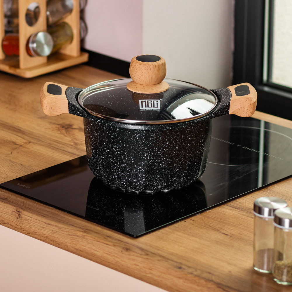 MGC Алюмінієва каструля об'ємом 3 літри з кришкою Ø 20 см. Мармур з антипригарним покриттям MGC Киев - изображение 5