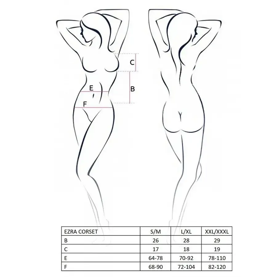 Корсет з декольте Passion ERZA CORSET L/XL, black, пажі, трусики, напівпрозорий Львів - фото 5