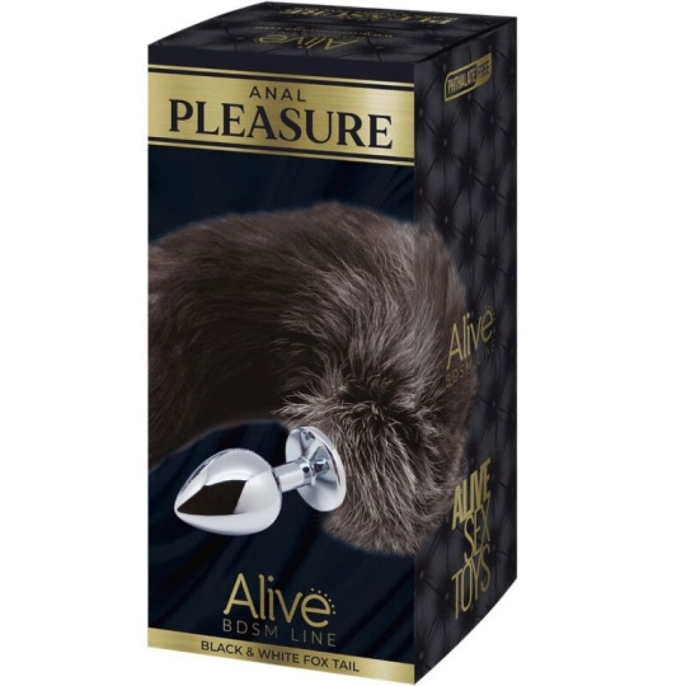 Лисий хвост-пробка Alive Anal Pleasure черно-белый, М Sex Aura Киев - изображение 4