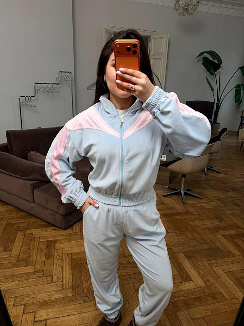 Жіночий велюровий костюм зі вставками Блакитний, 42/46 Харків - фото 4