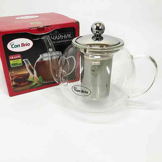 Скляний заварник Con Brio 1 л CB-6310, Заварний чайник скляний з ручкою, Заварник для трав LF-31 Івано-Франківськ