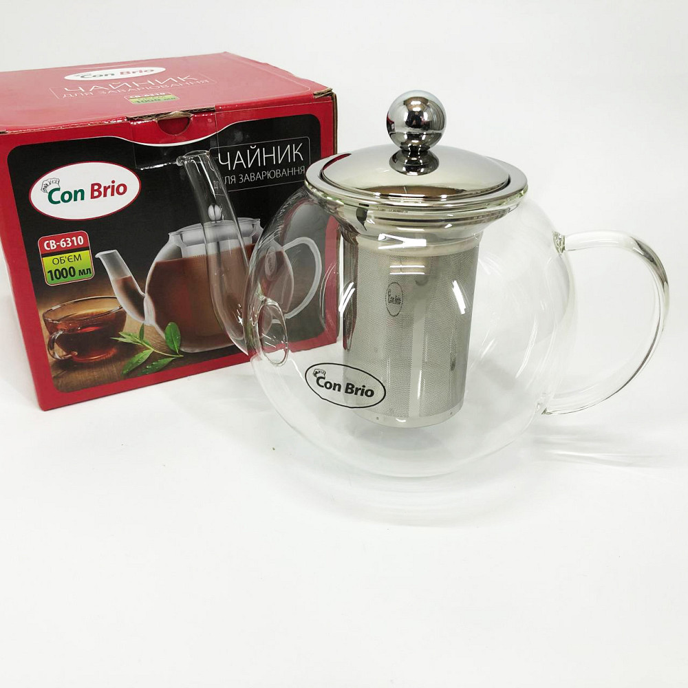 Скляний заварник Con Brio 1 л CB-6310, Заварний чайник скляний з ручкою, Заварник для трав LF-31 Івано-Франківськ - фото 3