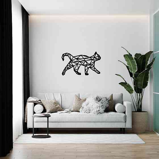 Полигональный деревянный декор на стену - Кот Киев