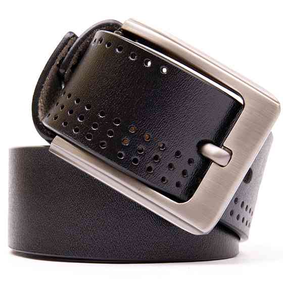 Ремень с дырками мужской Vintage 20383 Черный Киев