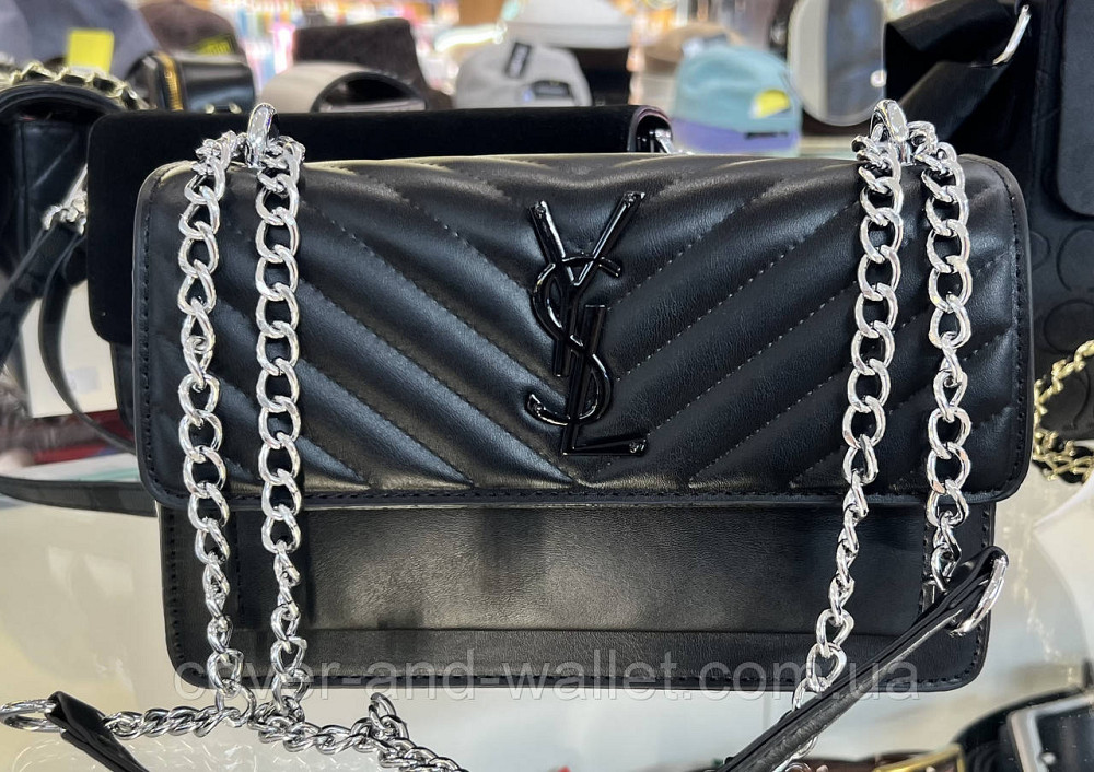 Элегантная брендовая  каркасная женская сумочка черного цвета  YSL  Ив Сен Лоран Киев - изображение 2
