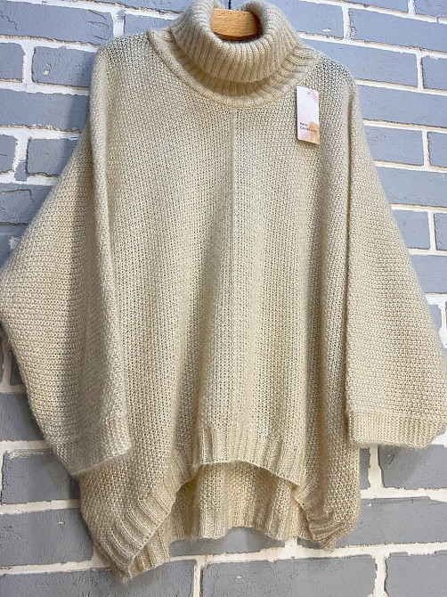 Свитер женский MY FASHION 3267 паутинка оверсайз широкий воротник хомут удлиненный, бежевый, 44-48 Киев - изображение 17