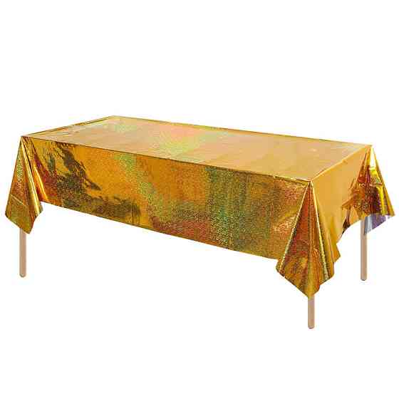 Скатерть клеенка из фольги с голограммой 270 на 100 см золотистый Киев
