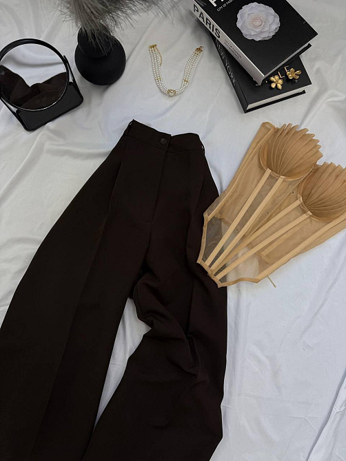 Женские базовые брюки палаццо костюмка Шоколадный, 50/52 Одесса - изображение 3