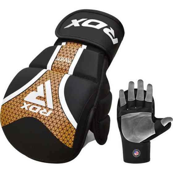 Рукавиці для ММА (Греплінгові рукавички) RDX SHOOTER AURA PLUS T-17 Black Golden L капа у комплекті Каменское