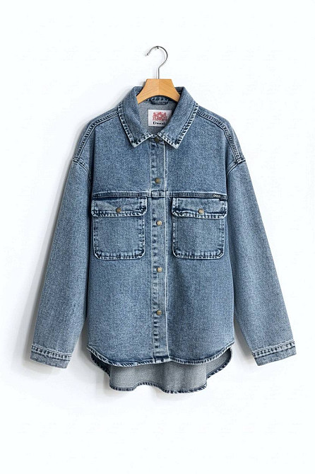 Сорочка жіноча Dicesil 2065 джинсова оверсайз з накладними кишенями блакитна, блакитний, L Київ - фото 2