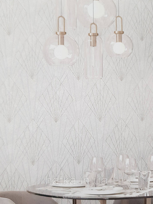 Шпалери вінілові на флізеліні Sintra Simmetria геометрія фігури смуги білі срібло 524411 Київ - фото 1