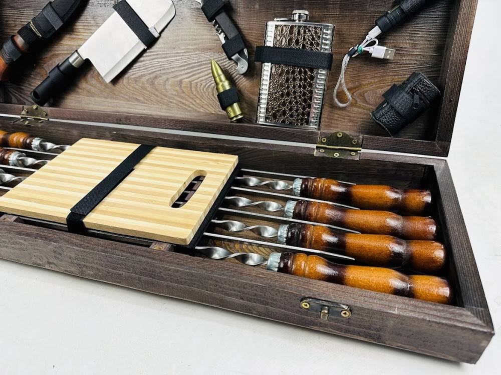 Подарунковий набір шампурів у дерев'яному кейсі ГРІЗЛІ HAPPY DAYS Тернопіль - фото 2