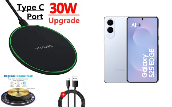 Бездротовий зарядний пристрій 30W для Samsung Galaxy S25 Edge Київ