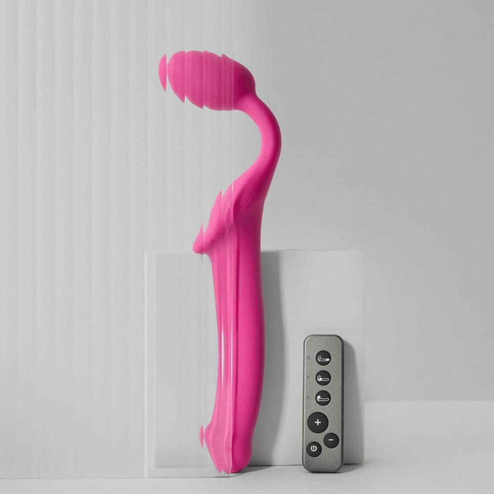Безремінний страпон з вібрацією Strap-On-Me Vibrating Fuchsia XL, діам. 4,7см, пульт ДК, регульований Sex Aura Київ - фото 1