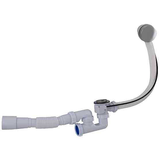 Сифон OPTIMUM з ревізією, переливом напівавтомат (трос 580, ручка хром) та гофротрубою 40*40/50 OPTI-27433 (000029708) Київ