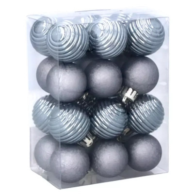 Ялинкова іграшка Chomik пластикові кульки компл. 24 шт, 3см, сіро-сині (5900779877153_1) Вінниця - фото 1