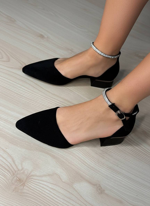 Туфлі жіночі Meideli 023-1 Mary Jane з ремінцем у камінчиках екозамша чорні, 40, 25,5 см Київ - фото 8