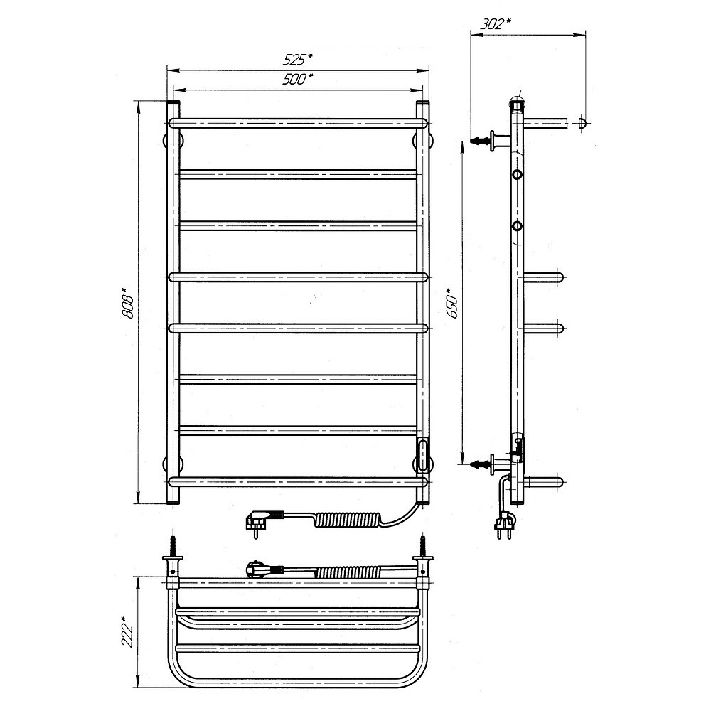 Електрична рушникосушка Laris Зебра Комфорт ЧФ8 500Х800 Е з полицею, біла R3 Київ - фото 7