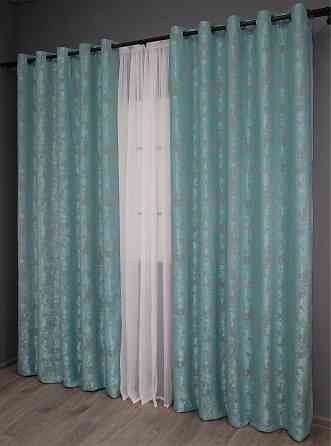 Комплект штор на люверсах VR-Textil Жаккард Sultan YL № 1292ш Бирюзовый 150х250 см 2 шт (37-0056) Киев