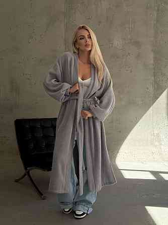 Жіночий затишний оверсайз кардиган із поясом альпака Сірий Одеса