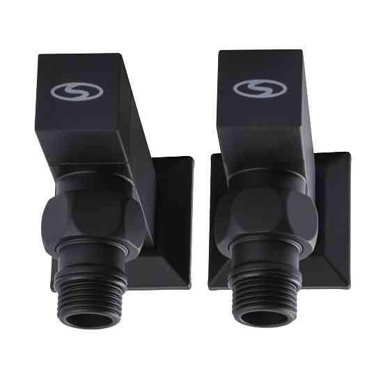 Набір Кран напівобертовий кутовий з американкою SOLOMON LUX 1/2″ CUBE BLACK 8888 (1уп) Тернополь