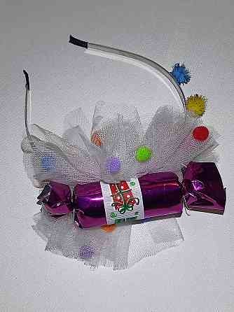 Новогодний обруч для волос конфетка с фатином one size ручная работа розовый Киев