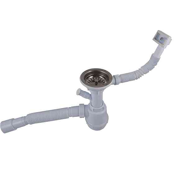 Сифон OPTIMUM 31/2″*40 для мийки з відведенням для прал маш, з прямокутним гнучким переливом та гнучкою трубою 40х40/50 OPTI  27343 Тернополь