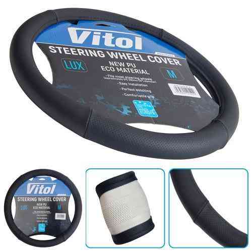 Чохол на кермо VLOD-A2699 чорний M з натуральної шкіри Харків